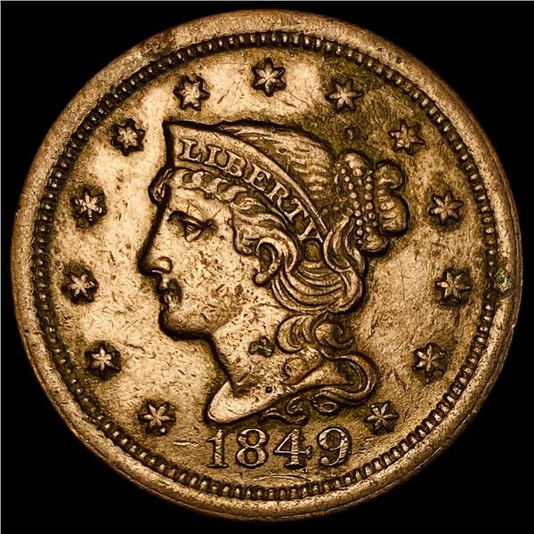 1849 Braided Hair Large Cent NEARLY  UNCIRCULATED