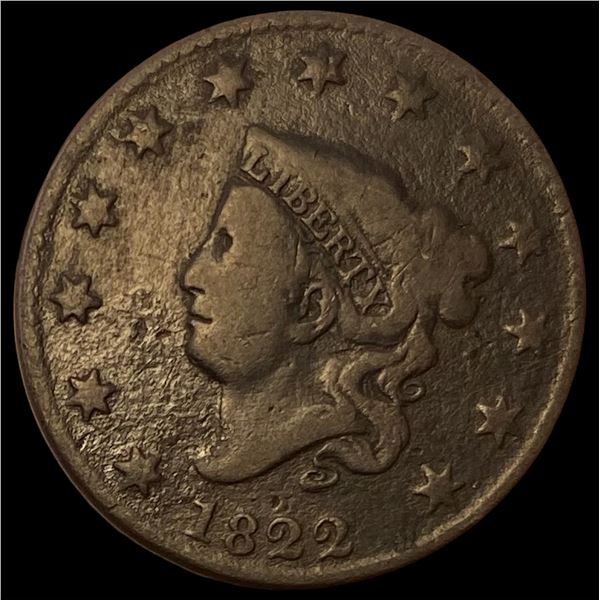 1822 Coronet Head Large Cent NICELY CIRCULATED
