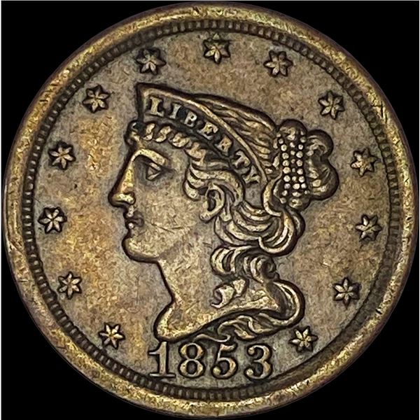 1853 Braided Hair Half Cent CLOSELY UNCIRCULATED