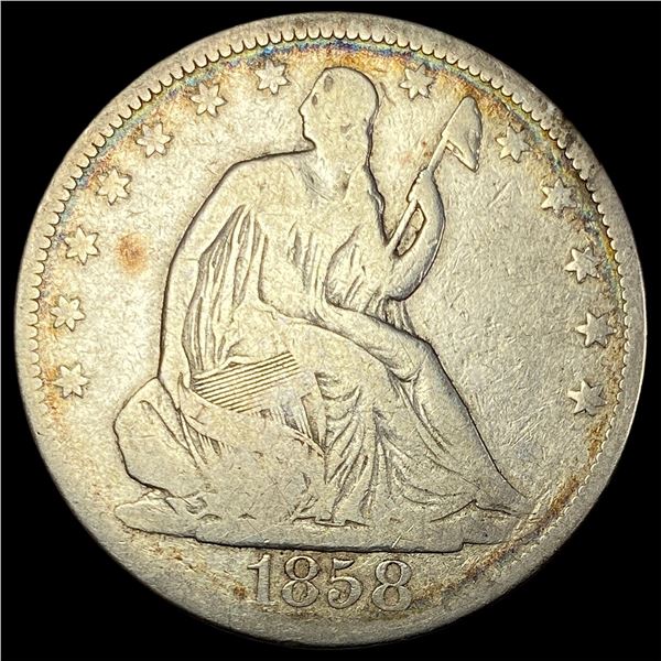 1858 Seated Liberty Half Dollar NICELY  CIRCULATED