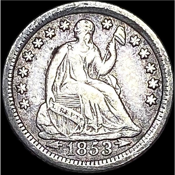 1853-O SilverSeated Liberty Half Dime NEARLY UNCIRCULATED