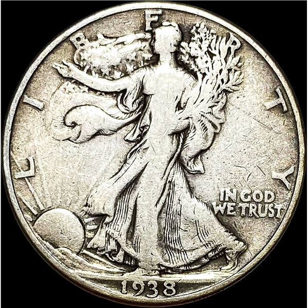 1938-D Silver Half Dollar Walking Liberty  LIGHTLY CIRCULATED
