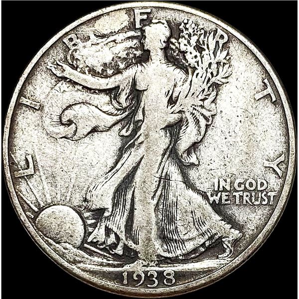 1938-D Silver Walking Liberty Half Dollar  LIGHTLY CIRCULATED