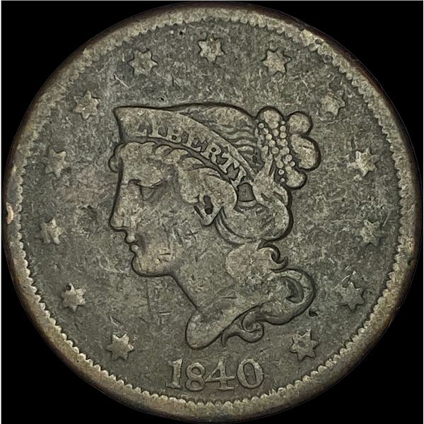 1840 Braided Hair Large Cent  LIGHTLY  CIRCULATED