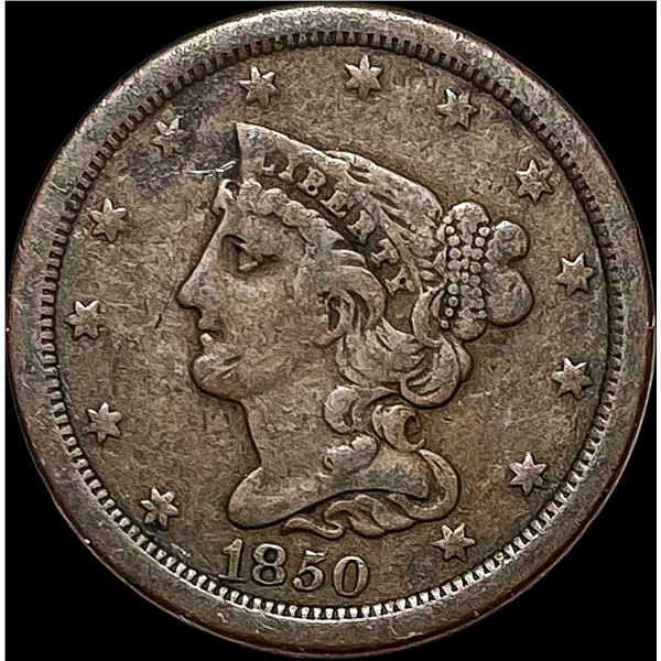 1850 Braided Hair Half Cent LIGHTLY  CIRCULATED
