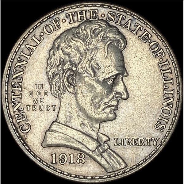 1918 Silver Illinois Centennial Half Dollar  CLOSELY UNCIRCULATED