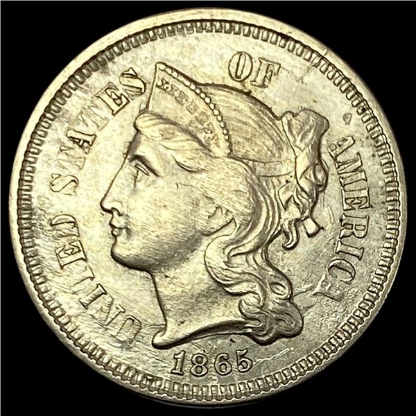 1865 Nickel Three-Cent Piece  NEARLY  UNCIRCULATED