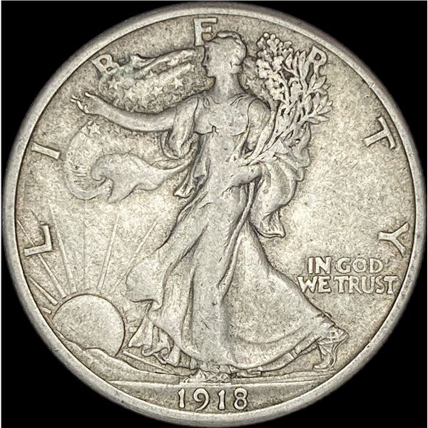 1918-S Silver Walking Liberty Half Dollar  NEARLY UNCIRCULATED