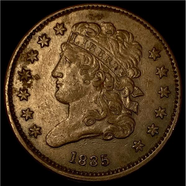 1835 Classic Head Half Cent  CLOSELY  UNCIRCULATED