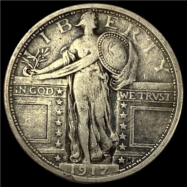1917-S Silver Standing Liberty Quarter    LIGHTLY CIRCULATED