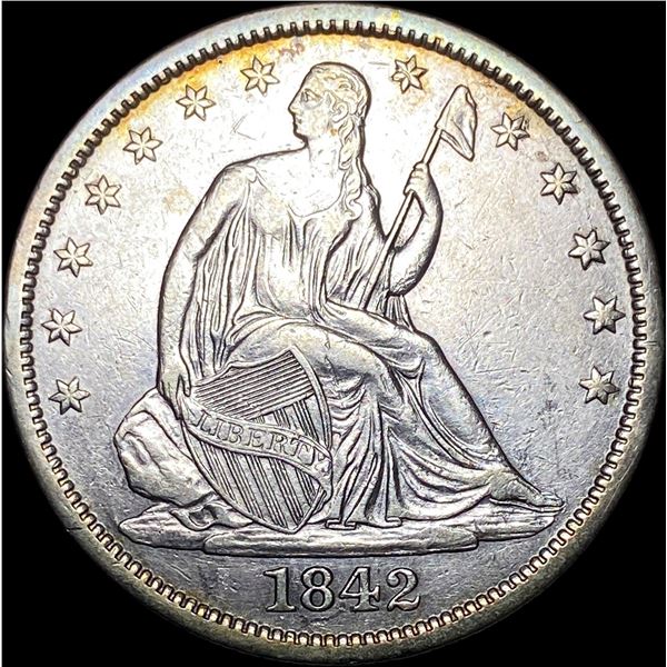 1842 Silver Half Dollar (Seated Liberty)  CLOSELY UNCIRCULATED