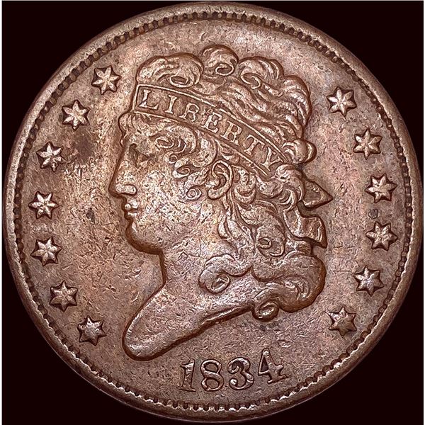 1834 Copper Half Cent CLOSELY UNCIRCULATED