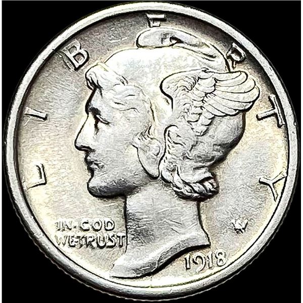 1918-D Silver Mercury Dime NEARLY  UNCIRCULATED