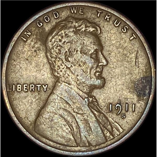 1911-S Bronze Lincoln Wheat Cent NEARLY  UNCIRCULATED