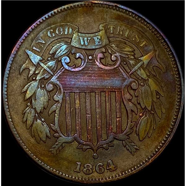 1864 Bronze Two-Cent Piece NEARLY  UNCIRCULATED