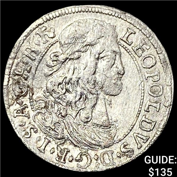 1655-1705 Hungary Leopold Silver 3 Kreuzer CLOSELY UNCIRCULATED