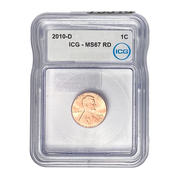 2010-D Lincoln Shield 1C ICG MS67 RD
