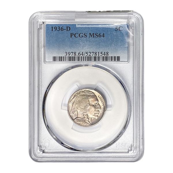 1936-D Buffalo Nickel PCGS MS64
