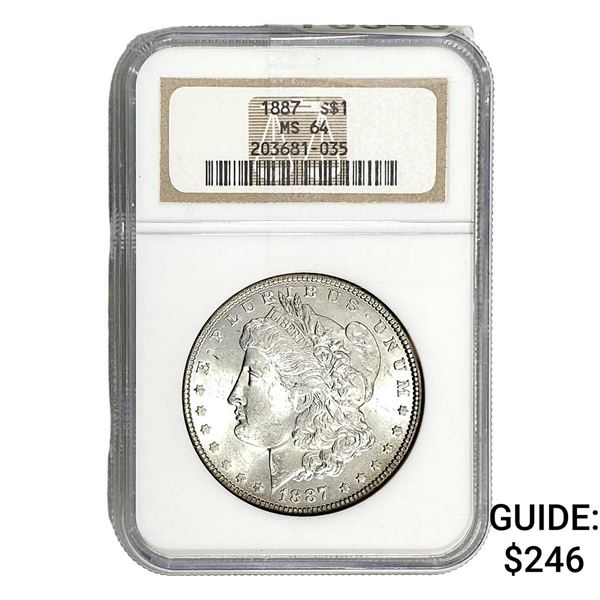 1887 Morgan Silver Dollar NGC MS64