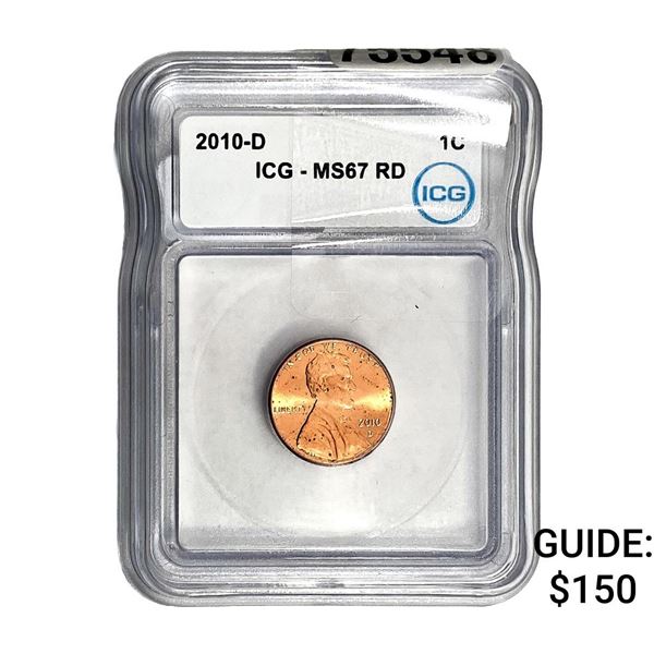 2010-D Lincoln Shield 1C ICG MS67 RD