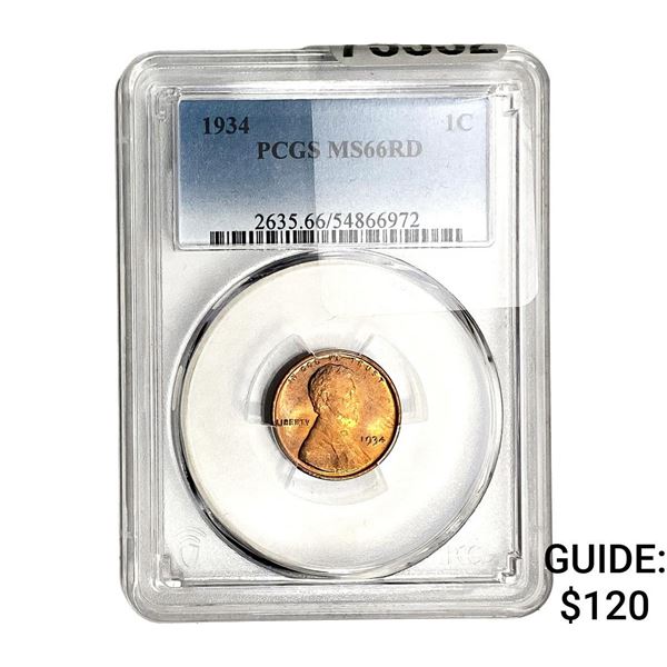 1934 Wheat Cent PCGS MS66 RD