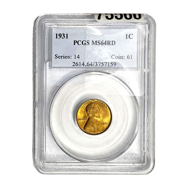 1931 Wheat Cent PCGS MS64 RD