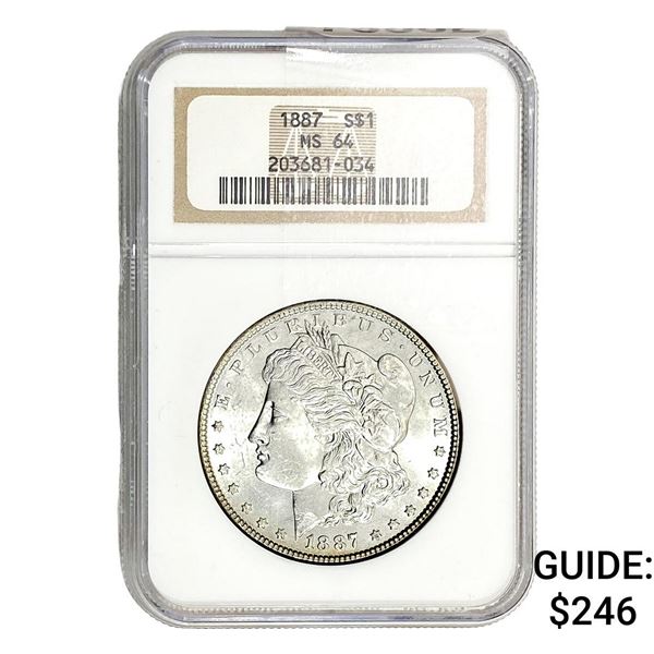 1887 Morgan Silver Dollar NGC MS64