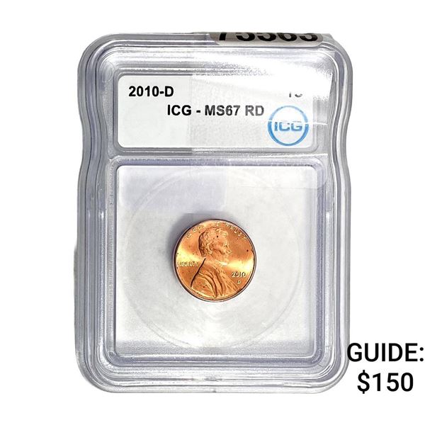 2010-D Lincoln Shield 1C ICG MS67 RD
