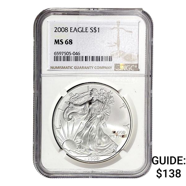 2008 Silver Eagle NGC MS68