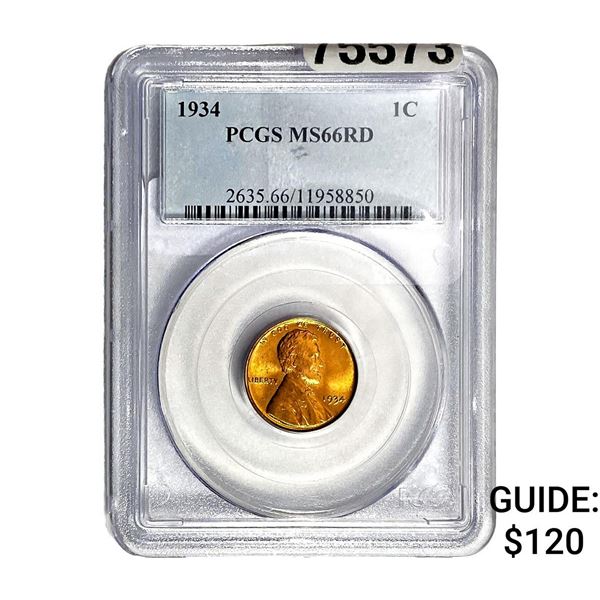 1934 Wheat Cent PCGS MS66 RD