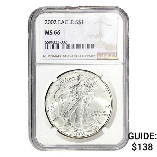 2002 Silver Eagle NGC MS66