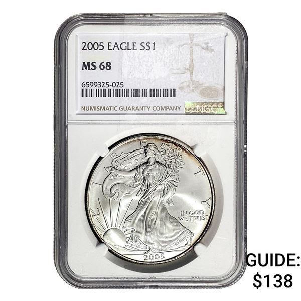 2005 Silver Eagle NGC MS68