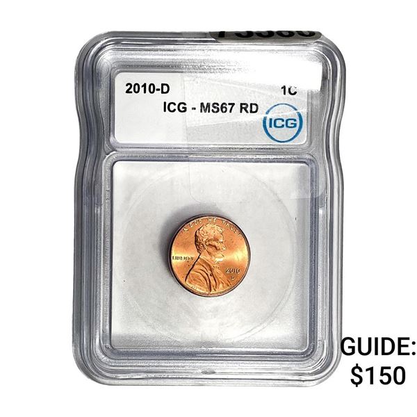 2010-D Lincoln Shield 1C ICG MS67 RD