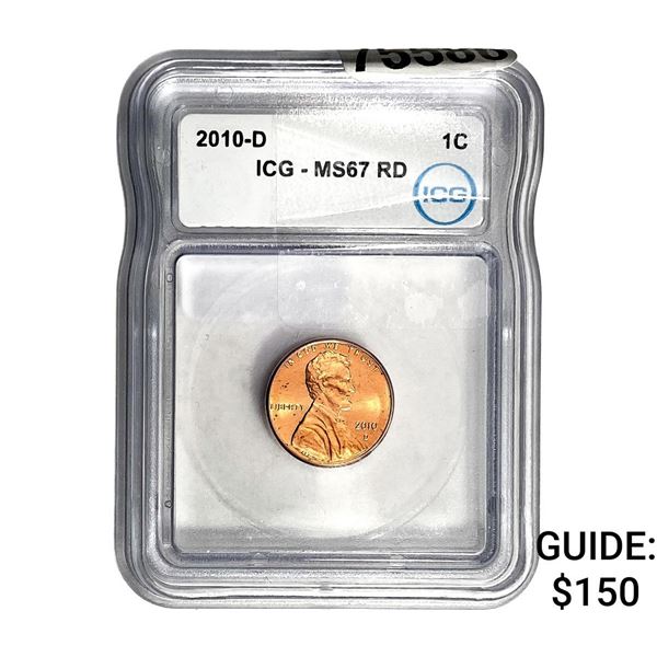 2010-D Lincoln Shield 1C ICG MS67 RD