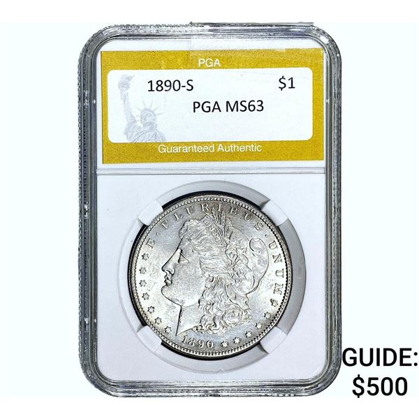 1890-S Morgan Silver Dollar PGA MS63