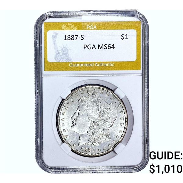 1887-S Morgan Silver Dollar PGA MS64