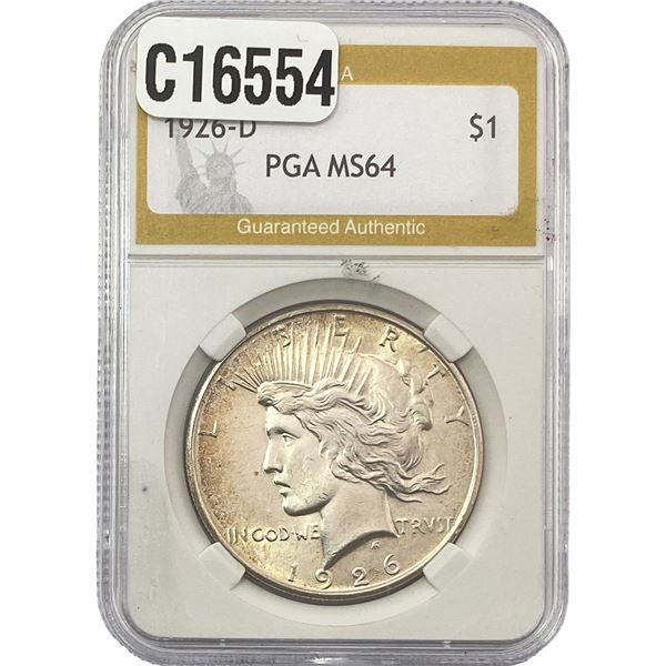 1926-D Silver Peace Dollar PGA MS64