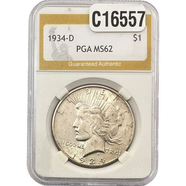 1934-D Silver Peace Dollar PGA MS62