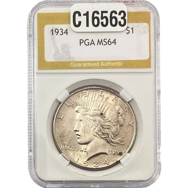 1934 Silver Peace Dollar PGA MS64