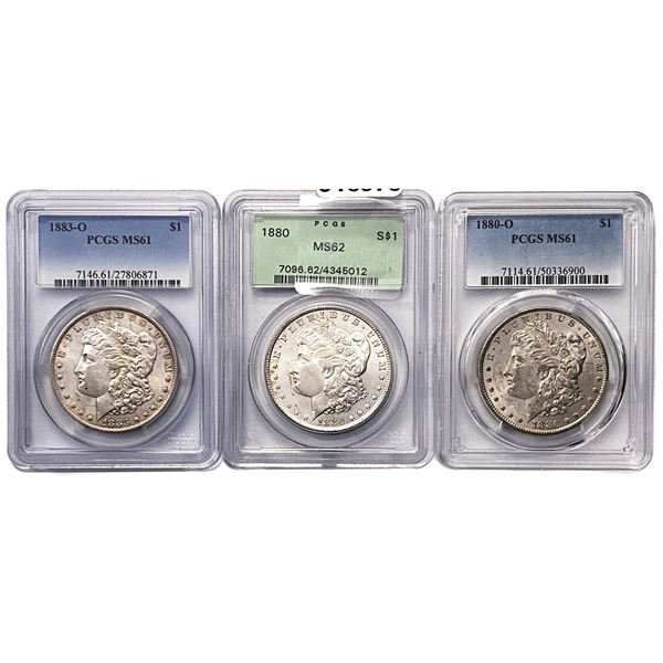 [3 Coins] 1880-1883 Morgan Silver Dollar PCGS MS61-62