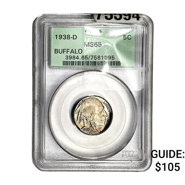 1938-D Buffalo Nickel PCGS MS65