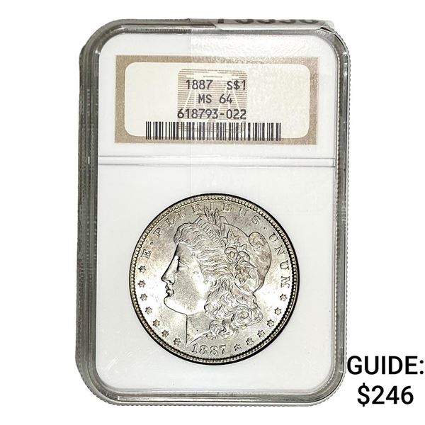 1887 Morgan Silver Dollar NGC MS64
