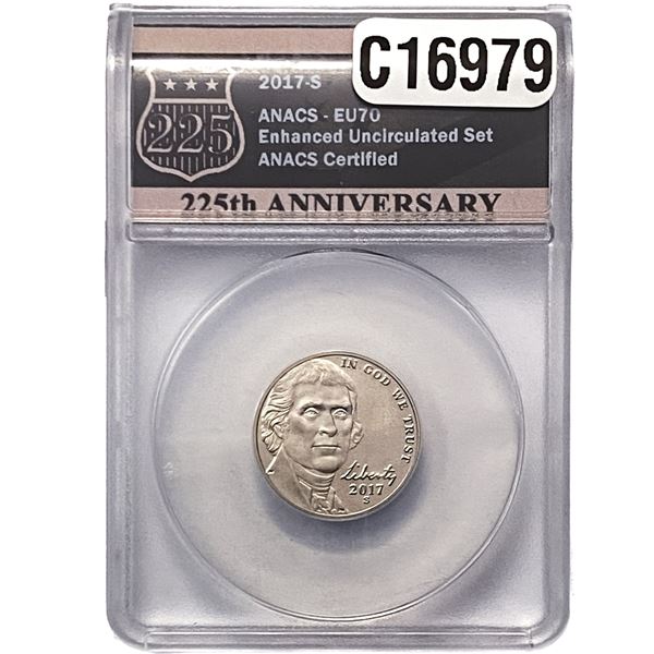 2017-S Jefferson Nickel ANACS EU70 225th Anniv.