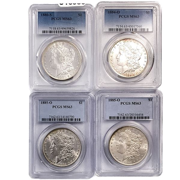 [4 Coins] 1880-1885 Morgan Silver Dollar PCGS MS63
