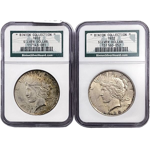 [2 Coins]1922-1923 Silver Peace Dollar Binion Col.