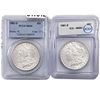 Image 1 : [2 Coins]1881-S Morgan Silver Dollar PCGS/ICG MS64