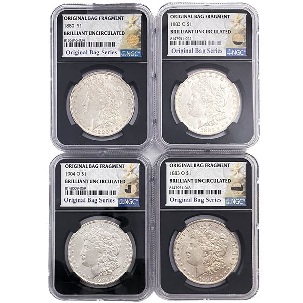 [4 Coins] 1880-1904 Morgan Silver Dollar NGC BU