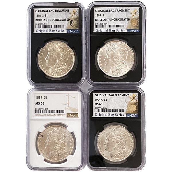 [4 Coins] 1881-1904 Morgan Silver Dollar NGC BU/MS