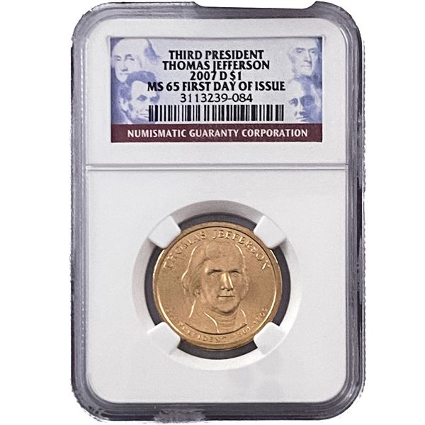 2007-D Thomas Jefferson Dollar NGC MS65