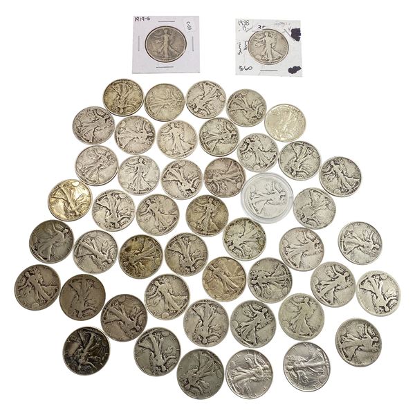 [48 Coins] 1917-1942 Walking Liberty Half Dollar